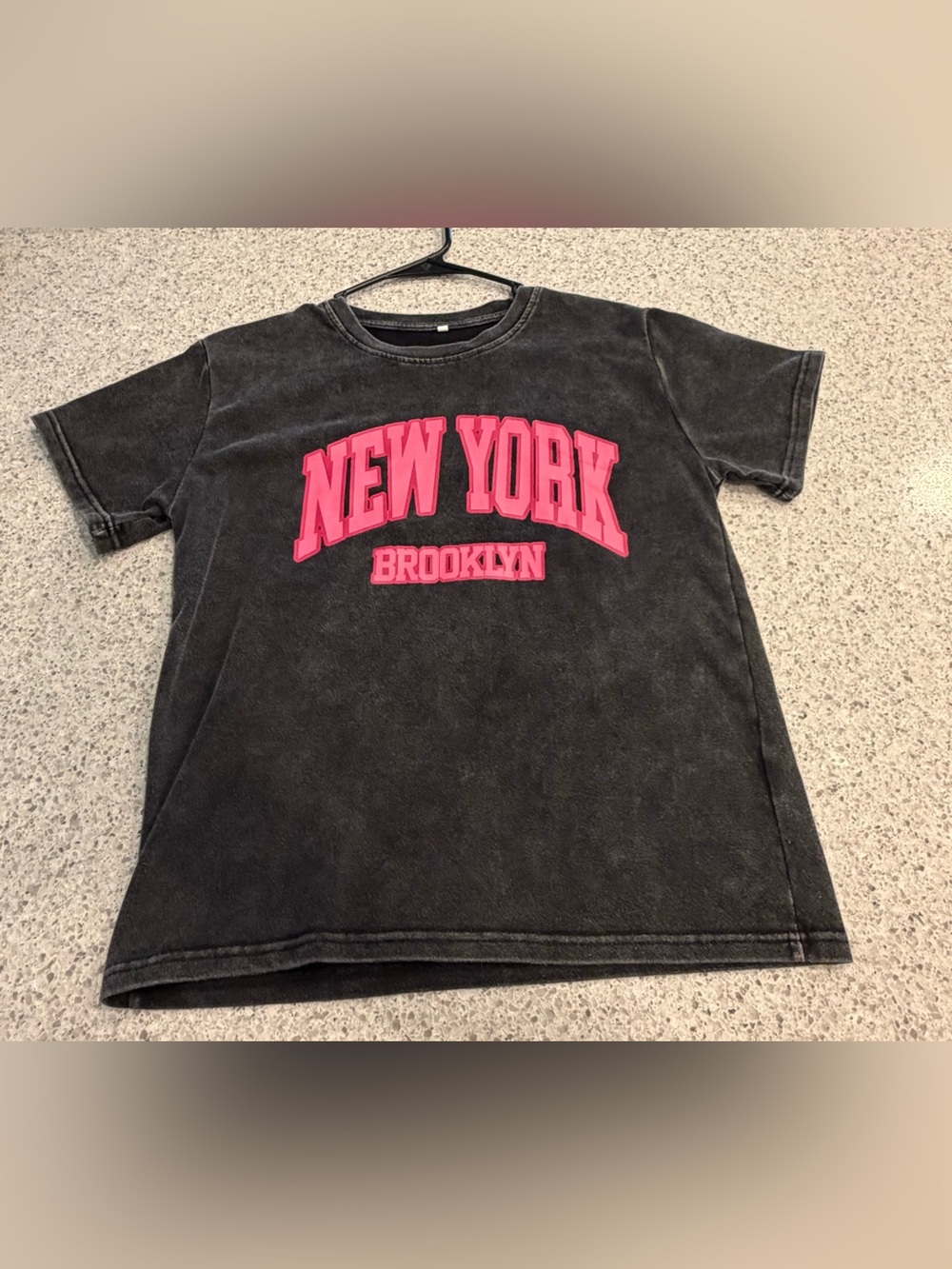 Women’s Black Pullover Top with Pink "New York Brooklyn" Graphic